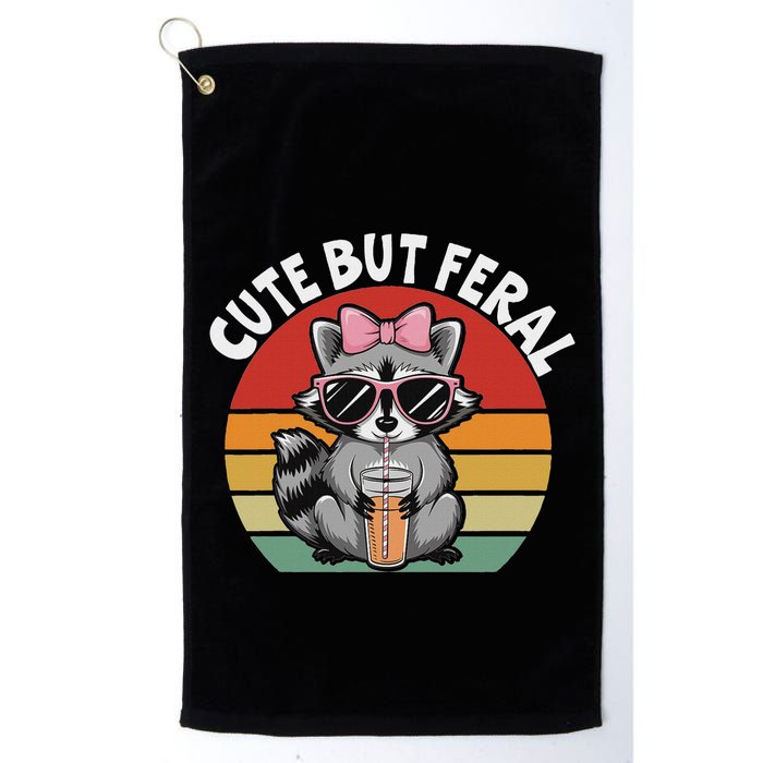 Cute But Feral Funny Colorful Racoon With Sunglasses Racoon Golf Towel
