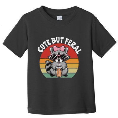 Cute But Feral Funny Colorful Racoon With Sunglasses Racoon Toddler T-Shirt