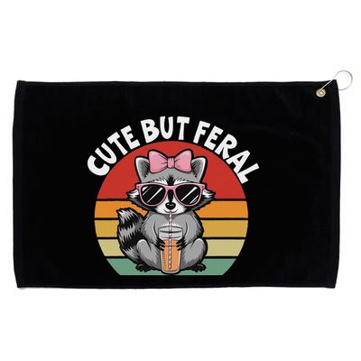 Cute But Feral Funny Colorful Racoon With Sunglasses Racoon Grommeted Golf Towel