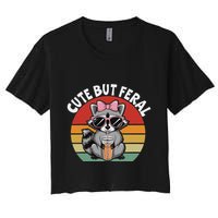 Cute But Feral Funny Colorful Racoon With Sunglasses Racoon Crop Top