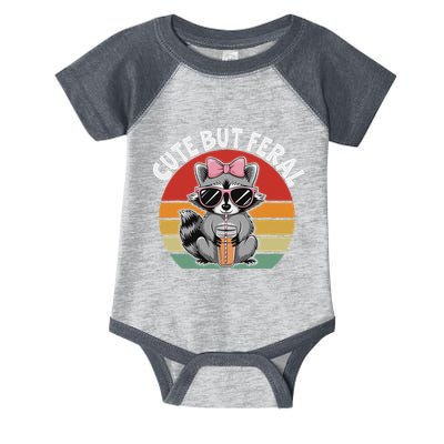 Cute But Feral Funny Colorful Racoon With Sunglasses Racoon Infant Baby Jersey Bodysuit