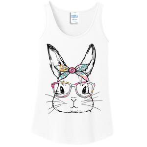 Cute Bunny Face Floral Glasses Headband Happy Easter Day Ladies Essential Tank