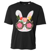 Cute Bunny Face Leopard Glasses Easter For Women Teen Cooling Performance Crew T-Shirt