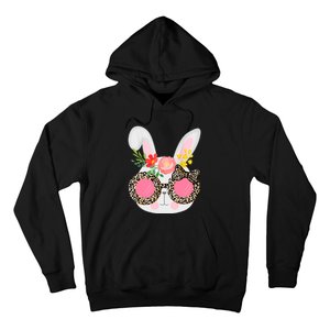 Cute Bunny Face Leopard Glasses Easter For Women Teen Hoodie