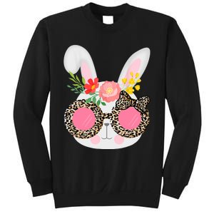 Cute Bunny Face Leopard Glasses Easter For Women Teen Sweatshirt