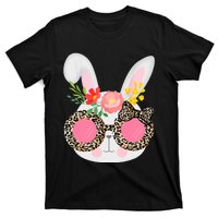 Cute Bunny Face Leopard Glasses Easter For Women Teen T-Shirt