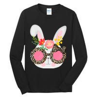 Cute Bunny Face Leopard Glasses Easter For Women Teen Tall Long Sleeve T-Shirt