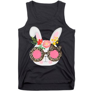 Cute Bunny Face Leopard Glasses Easter For Women Teen Tank Top