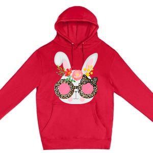 Cute Bunny Face Leopard Glasses Easter For Women Teen Premium Pullover Hoodie