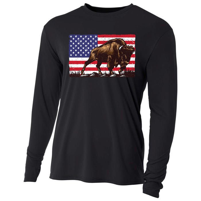 Cute Bison For Men Women Kids Buffalo Bison Lovers Cooling Performance Long Sleeve Crew