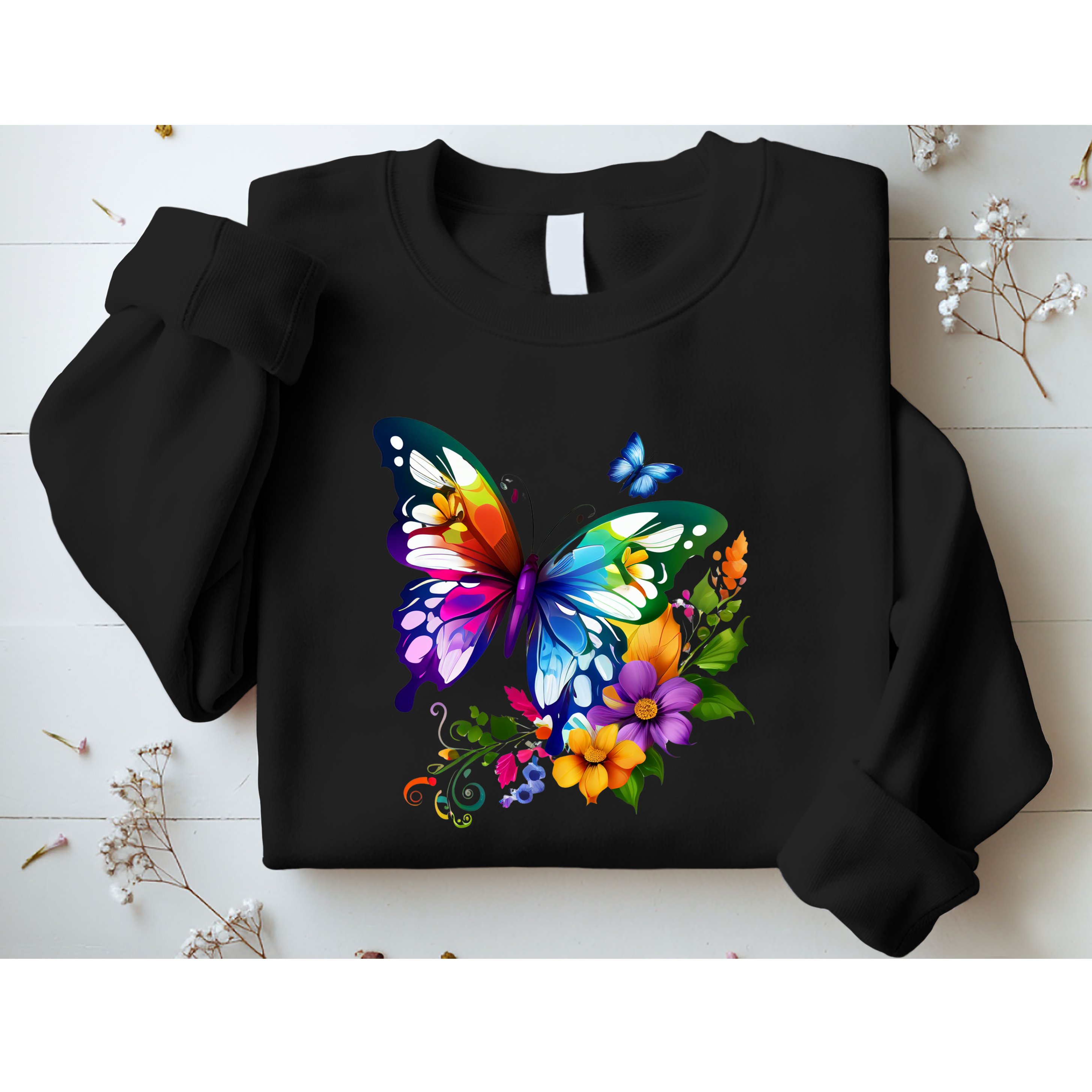 Colorful Butterfly Floral Sweatshirt