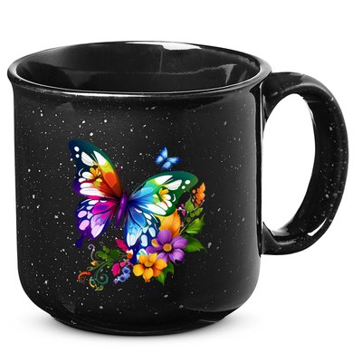Colorful Butterfly Floral 15oz Campfire Ceramic Mug