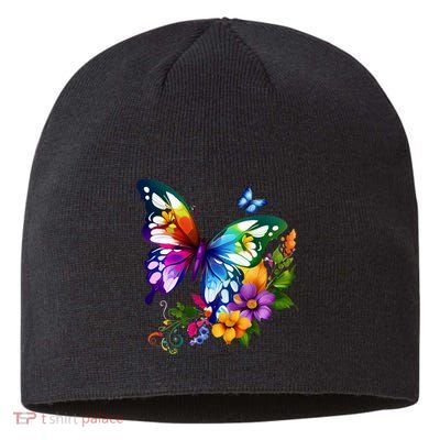 Colorful Butterfly Floral Sustainable Beanie