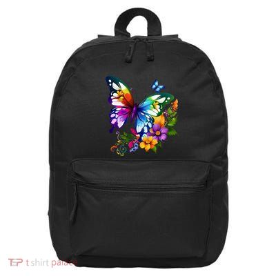 Colorful Butterfly Floral 16 in Basic Backpack