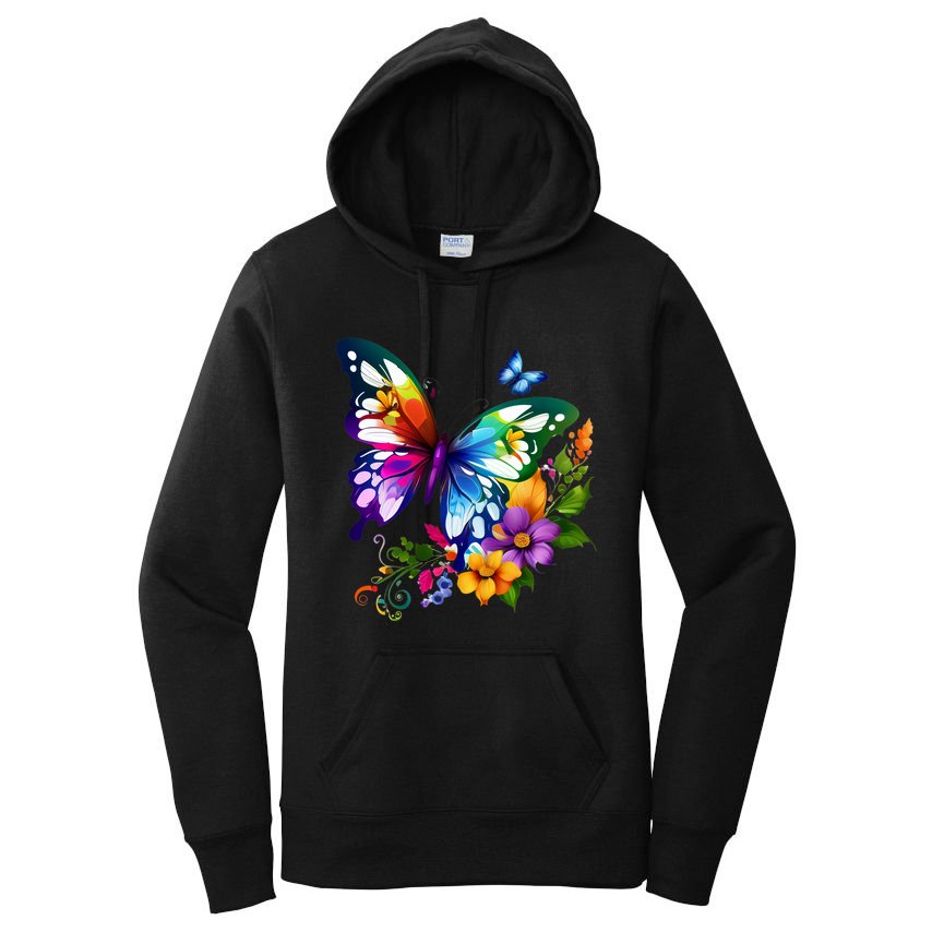 Colorful Butterfly Floral Women's Pullover Hoodie
