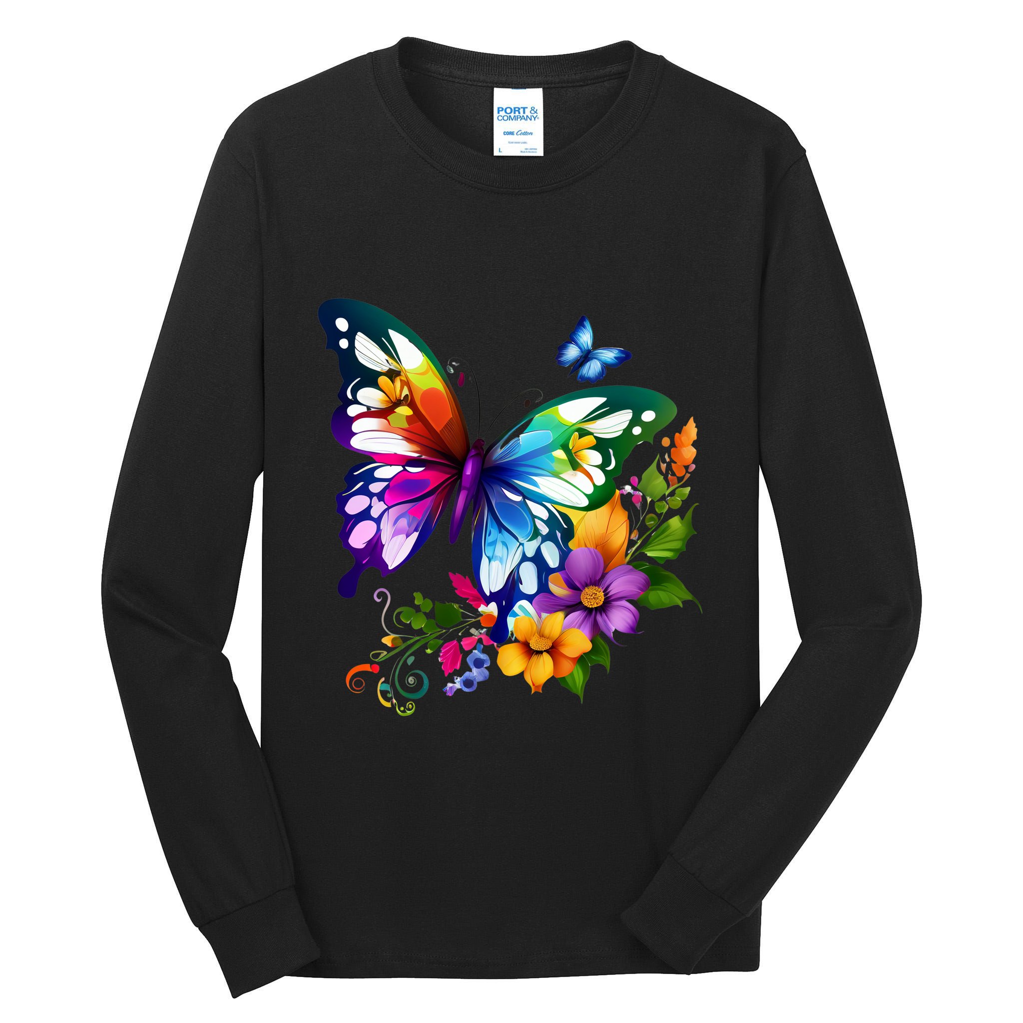 Colorful Butterfly Floral Tall Long Sleeve T-Shirt