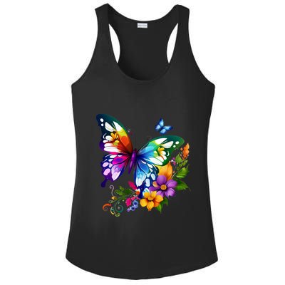 Colorful Butterfly Floral Ladies PosiCharge Competitor Racerback Tank