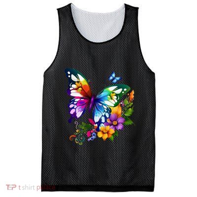 Colorful Butterfly Floral Mesh Reversible Basketball Jersey Tank