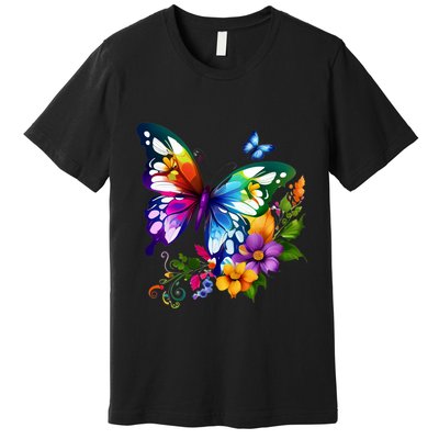 Colorful Butterfly Floral Premium T-Shirt