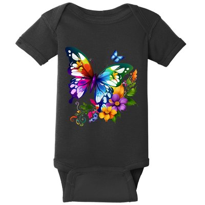 Colorful Butterfly Floral Baby Bodysuit