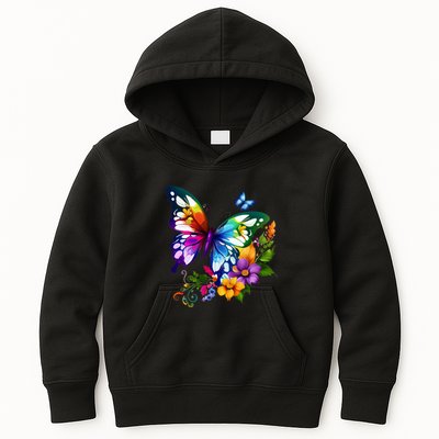 Colorful Butterfly Floral Kids Hoodie