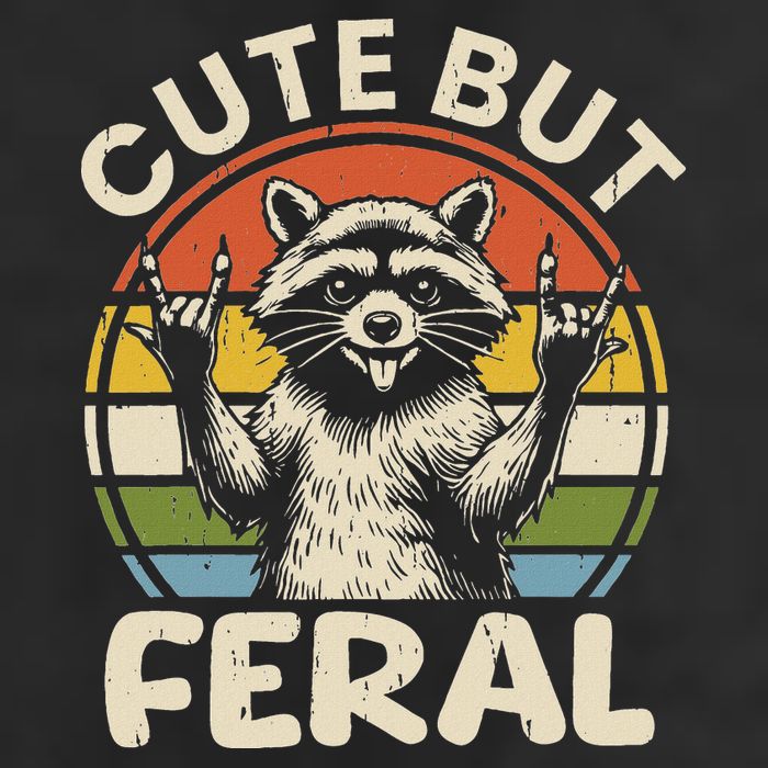 Cute But Feral Funny Raccoon Cool Comfort Performance Bucket Hat