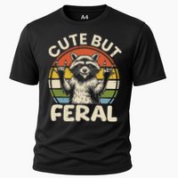 Cute But Feral Funny Raccoon Cooling Performance Crew T-Shirt