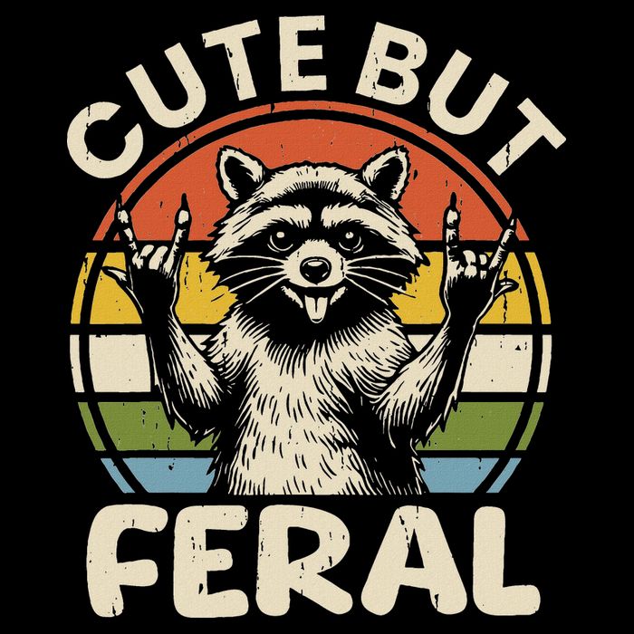 Cute But Feral Funny Raccoon 7-Panel Snapback Hat