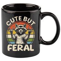 Cute But Feral Funny Raccoon 11oz C Handle Ceramic Mug