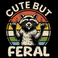 Cute But Feral Funny Raccoon Drawstring Bag
