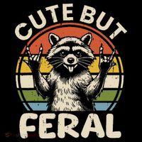 Cute But Feral Funny Raccoon 16 in Basic Backpack