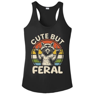 Cute But Feral Funny Raccoon Ladies PosiCharge Competitor Racerback Tank