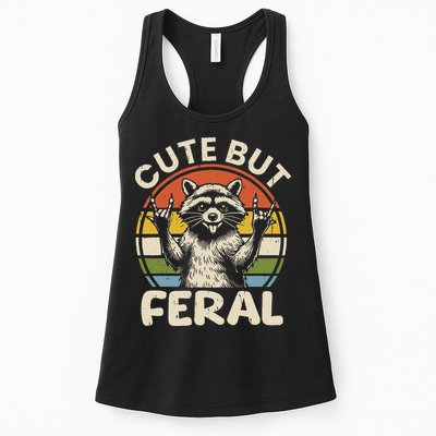 Cute But Feral Funny Raccoon Womens Tank Top