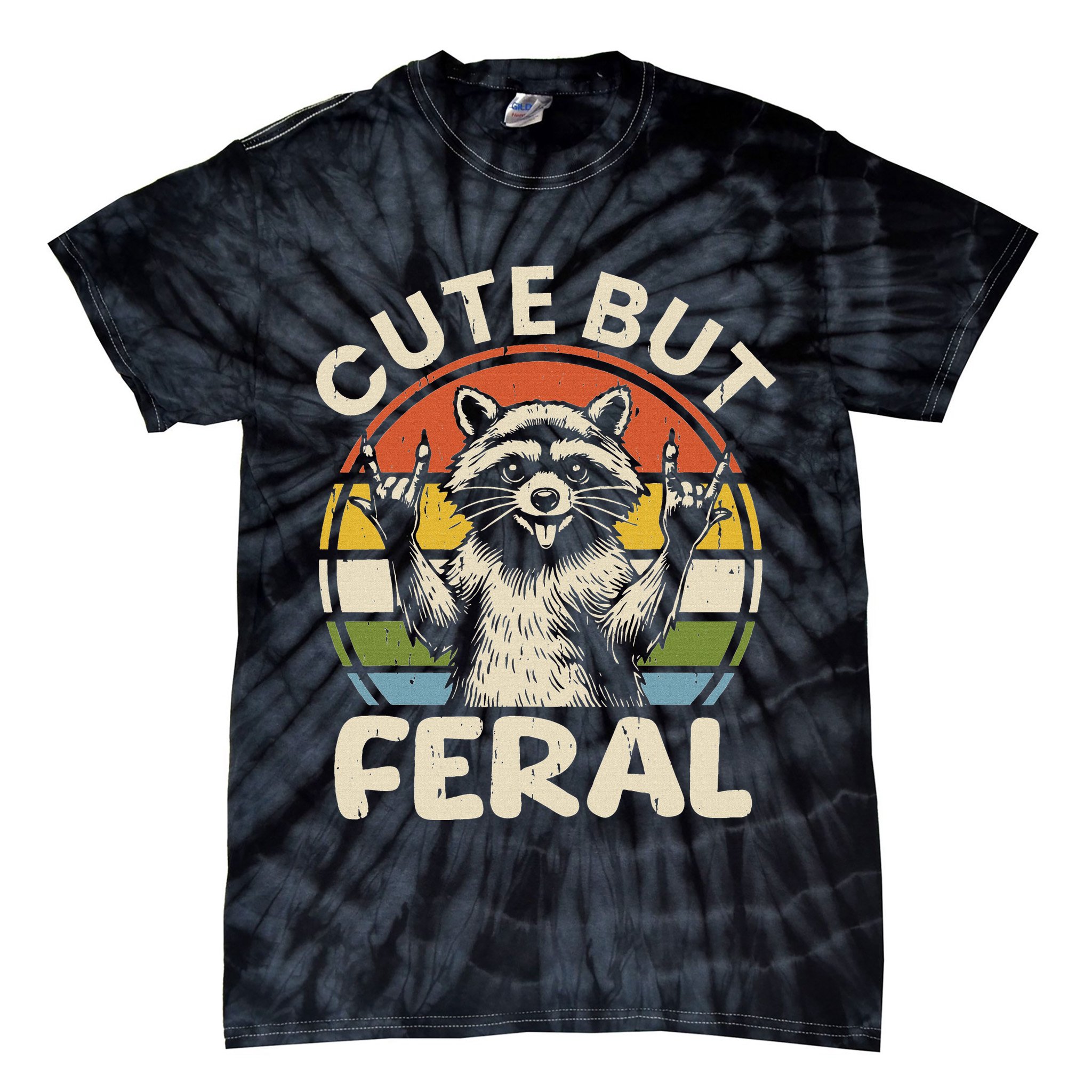 Cute But Feral Funny Raccoon Tie-Dye T-Shirt