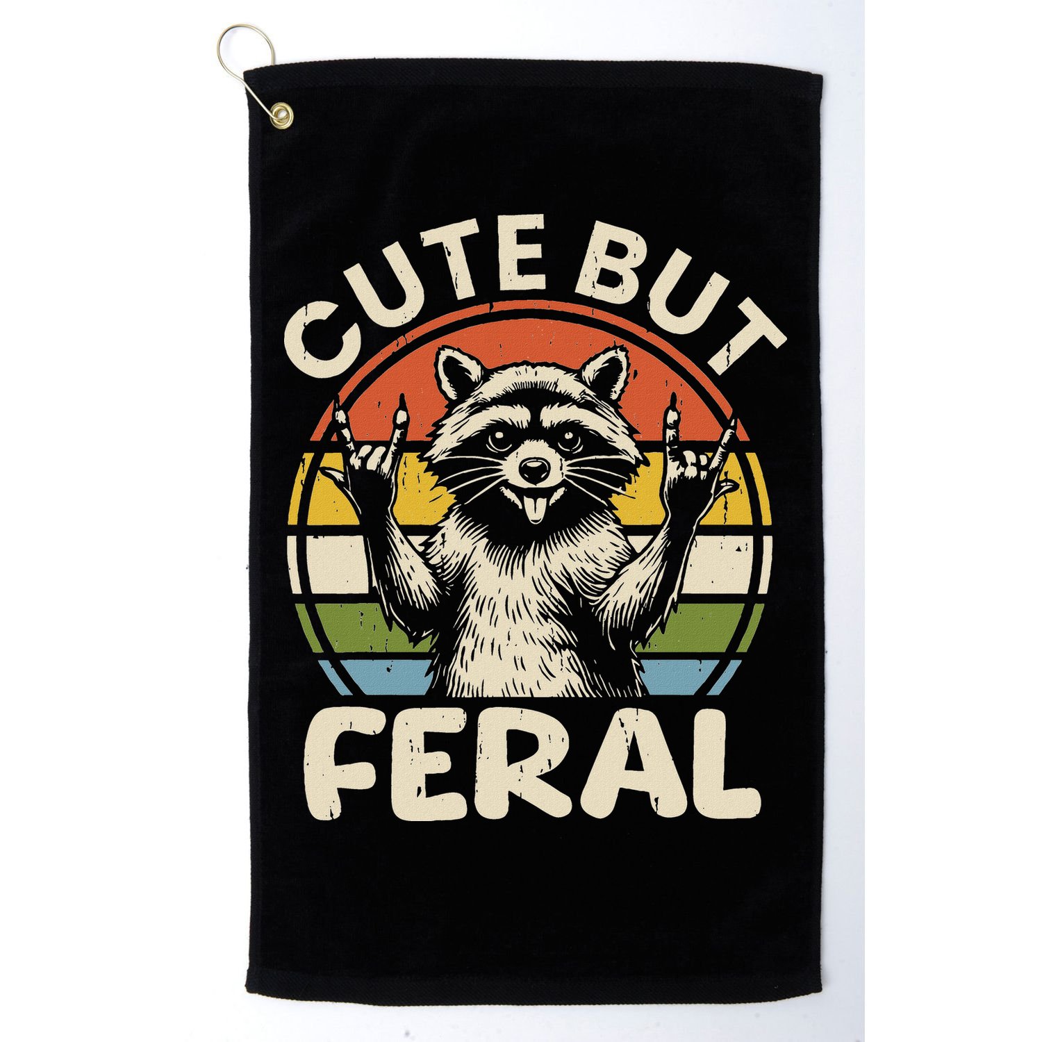 Cute But Feral Funny Raccoon Golf Towel