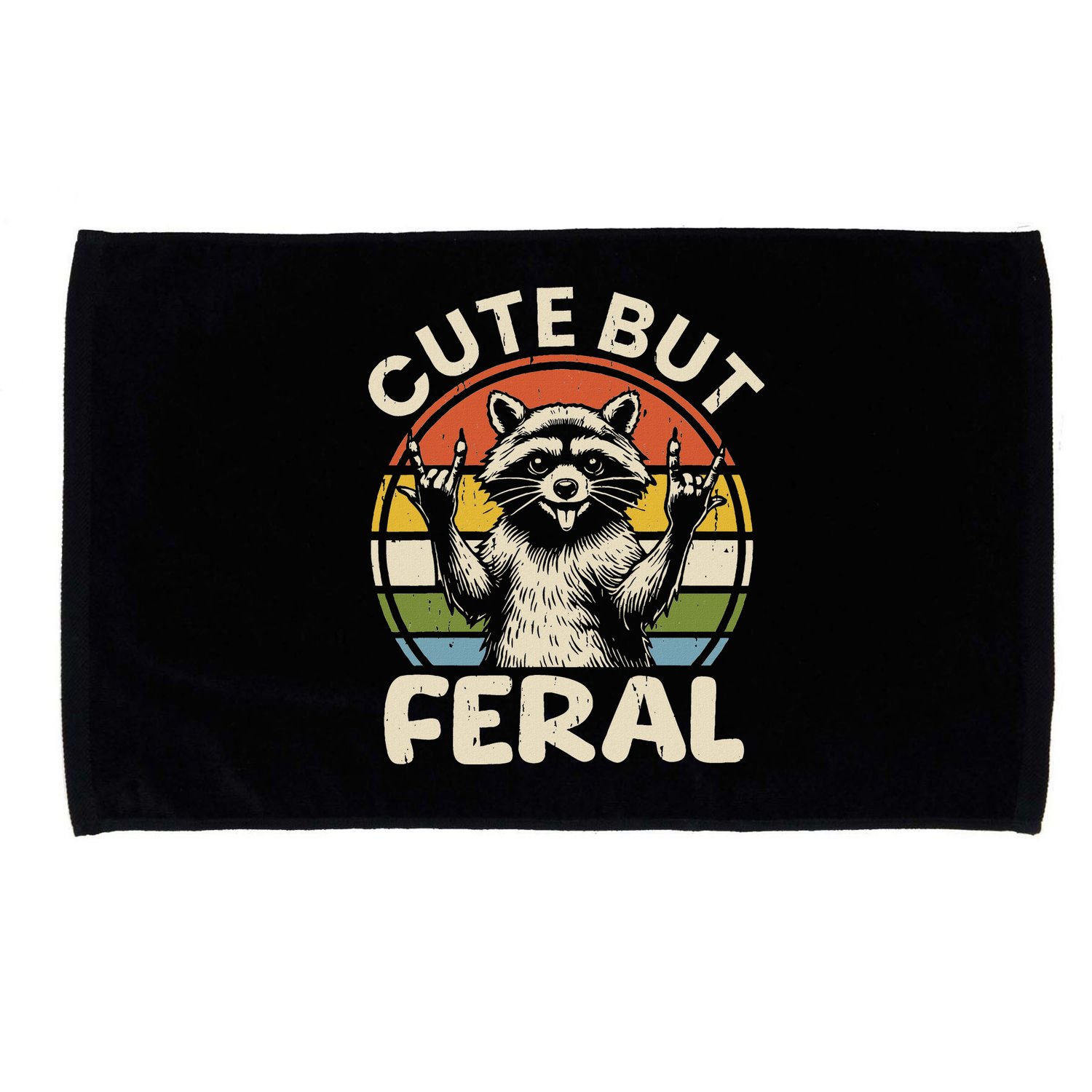 Cute But Feral Funny Raccoon Microfiber Hand Towel