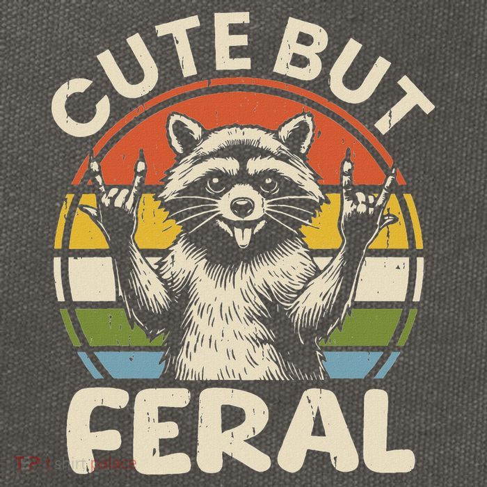Cute But Feral Funny Raccoon Cotton Canvas Backpack