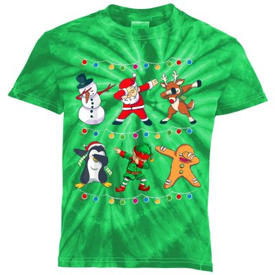 Christmas Boy Funny Dabbing Santa Elf Deer Friends Xmas Gift Kids Tie-Dye T-Shirt