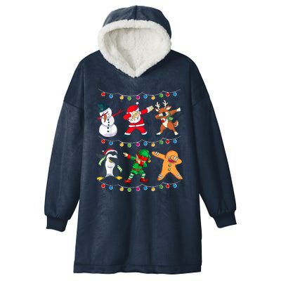 Christmas Boy Funny Dabbing Santa Elf Deer Friends Xmas Gift Hooded Wearable Blanket