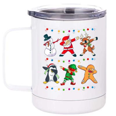 Christmas Boy Funny Dabbing Santa Elf Deer Friends Xmas Gift 12 oz Stainless Steel Tumbler Cup