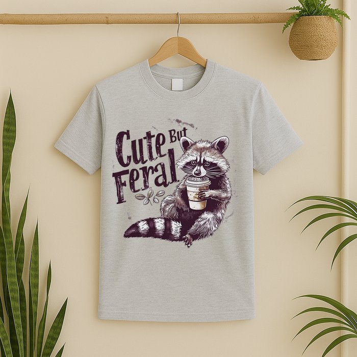 Cute But Feral Funny Raccoon T-Shirt
