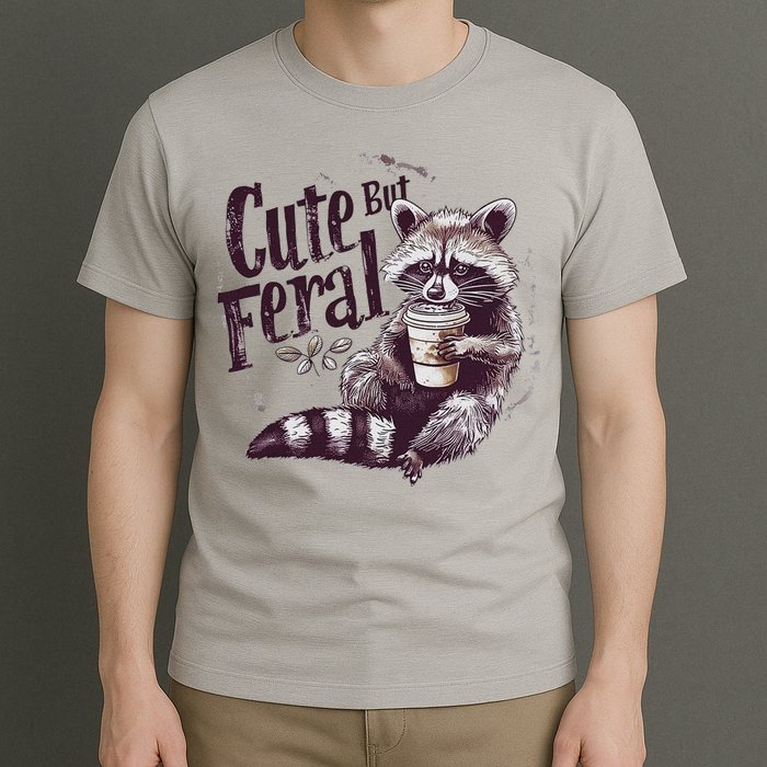 Cute But Feral Funny Raccoon T-Shirt