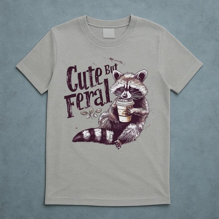 Cute But Feral Funny Raccoon T-Shirt