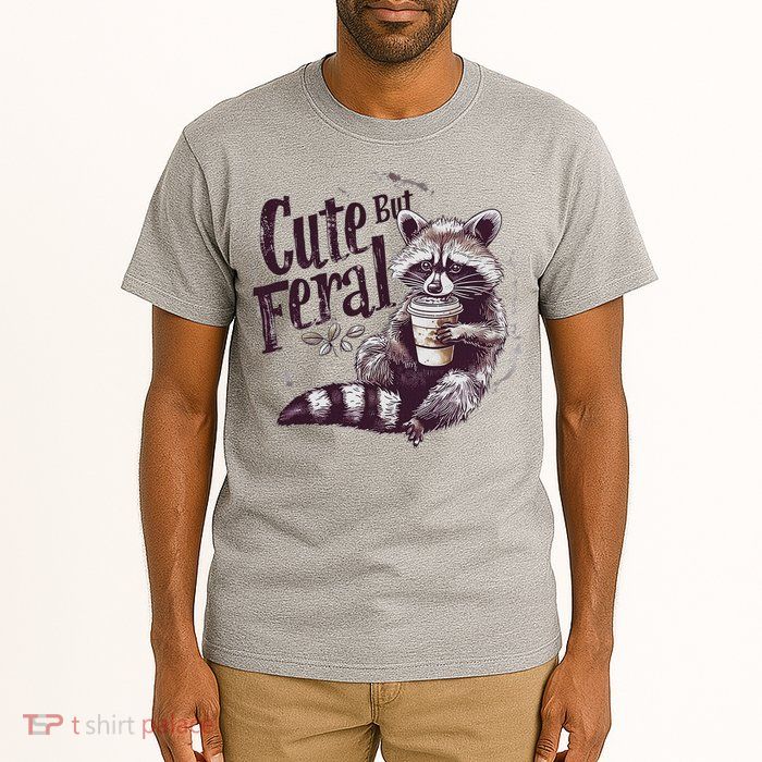 Cute But Feral Funny Raccoon Tall T-Shirt