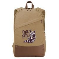 Cute But Feral Funny Raccoon Cotton Canvas Backpack