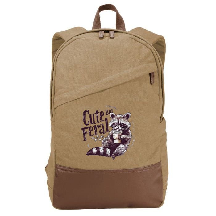 Cute But Feral Funny Raccoon Cotton Canvas Backpack