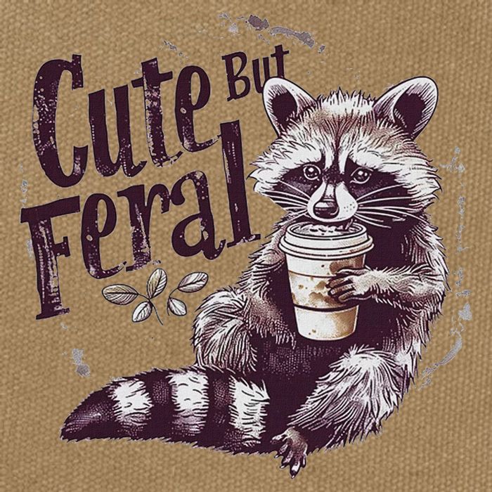Cute But Feral Funny Raccoon Cotton Canvas Backpack