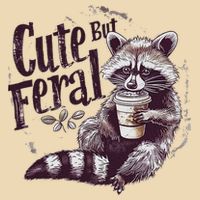 Cute But Feral Funny Raccoon Drawstring Bag