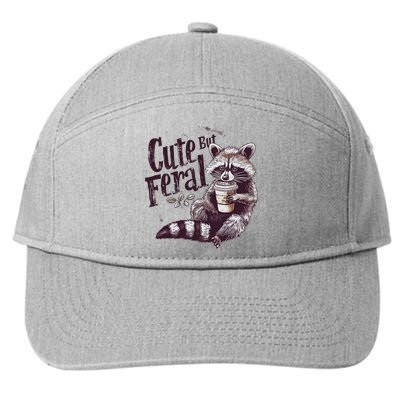 Cute But Feral Funny Raccoon 7-Panel Snapback Hat