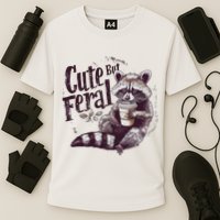 Cute But Feral Funny Raccoon Cooling Performance Crew T-Shirt